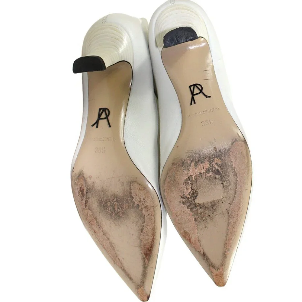 Paul Andrew Mangold Handmade Italy White Leather Bootie, Size 36.5  (US 6.5)